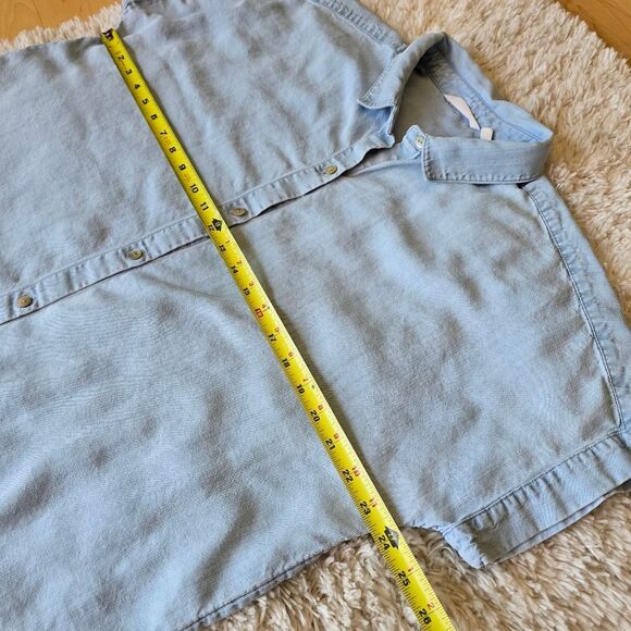 SOFT SURROUDINGS Light Blue Denim Button-Up Shirt Size Large Chambray - Picture 5 of 8